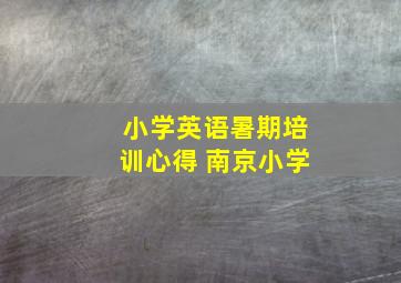 小学英语暑期培训心得 南京小学